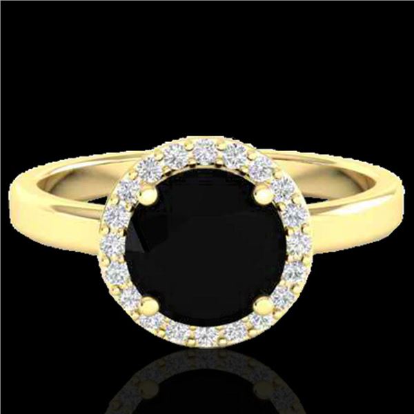 2 ctw Halo VS/SI Diamond Certified Micro Pave Ring 18k Yellow Gold - REF-78Y8X