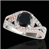 Image 1 : 2 ctw Certified VS Black Diamond Solitaire Halo Ring 10k 2Tone Gold - REF-73W6H