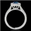 Image 2 : 2.5 ctw SI Certified Fancy Blue Diamond Solitaire Halo Ring 10k White Gold - REF-218M2G