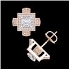 Image 3 : 1.73 ctw Princess VS/SI Diamond Micro Pave Stud Earrings 18k Rose Gold - REF-254K5Y