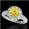 Image 1 : 2.16 ctw Certified SI/I Fancy Intense Yellow Diamond Ring 10k White Gold - REF-200N5F