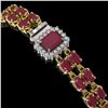 Image 2 : 19.07 ctw Ruby & Diamond Bracelet 14K Yellow Gold - REF-236H4R