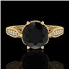 Image 2 : 2.2 ctw Fancy Black Diamond Engagment Art Deco Ring 18k Yellow Gold - REF-141K8Y