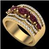 Image 2 : 2.25 ctw Garnet & Micro Pave VS/SI Diamond Designer Ring 10k Yellow Gold - REF-81X8A