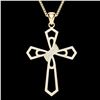 Image 2 : 1 ctw Micro Pave VS/SI Diamond Cross Necklace 18k Yellow Gold - REF-118M2G