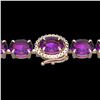 Image 1 : 29 ctw Amethyst & VS/SI Diamond Micro Pave Bracelet 14k Rose Gold - REF-117H3R