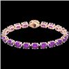Image 2 : 29 ctw Amethyst & VS/SI Diamond Micro Pave Bracelet 14k Rose Gold - REF-117H3R