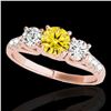 Image 1 : 3.25 ctw SI/I Fancy Intense Yellow Diamond 3 Stone Ring 10k Rose Gold - REF-295K9Y