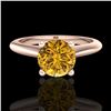 Image 2 : 1.08 ctw Intense Fancy Yellow Diamond Art Deco Ring 18k Rose Gold - REF-177G3W