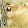 Image 2 : William Nelson, "Girl in Meadow" Limited Edition Serigraph, Numbered and Hand Signed by the Artist.