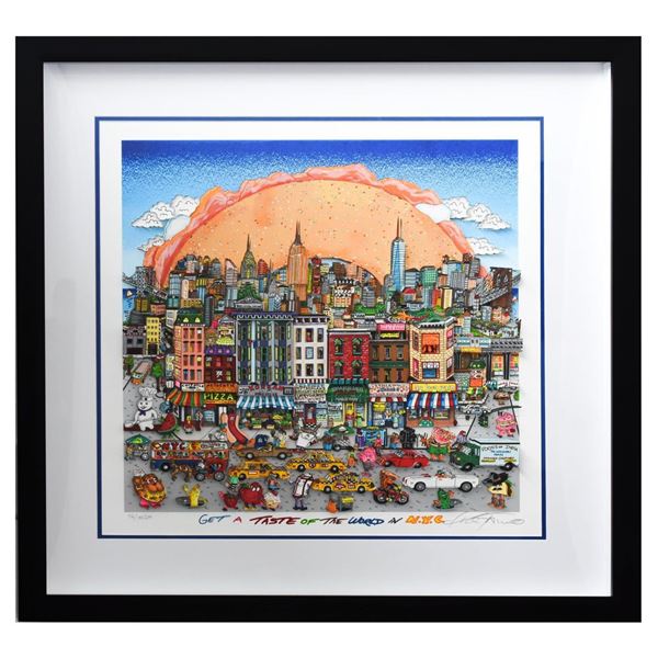 Charles Fazzino- 3D Construction Silkscreen Serigraph "Get A Taste of the World in N.Y.C"