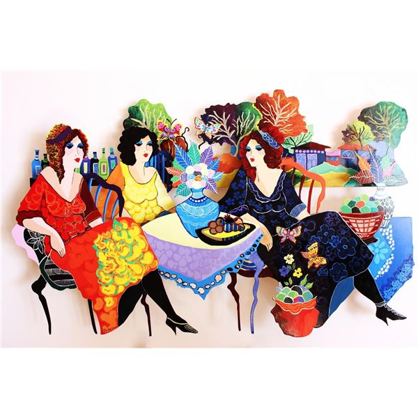 Patricia Govezensky- Original Painting on Cutout Steel "Tea Carnivale"