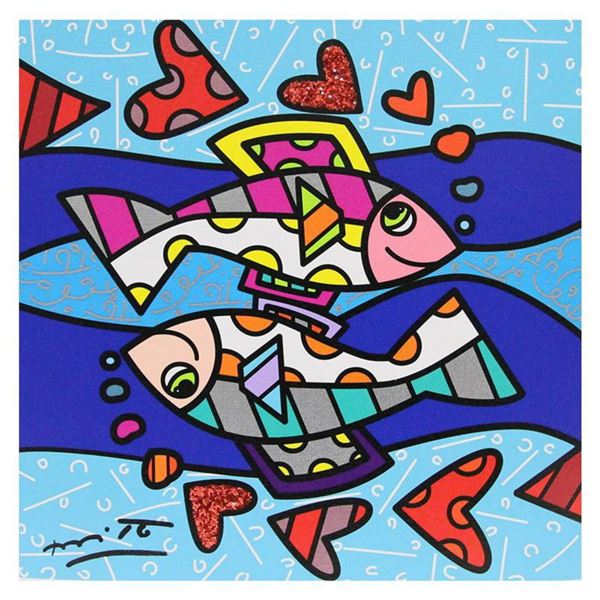 Britto,  Pisces  Hand Signed Limited Edition Giclee on Canvas; Authenticated.