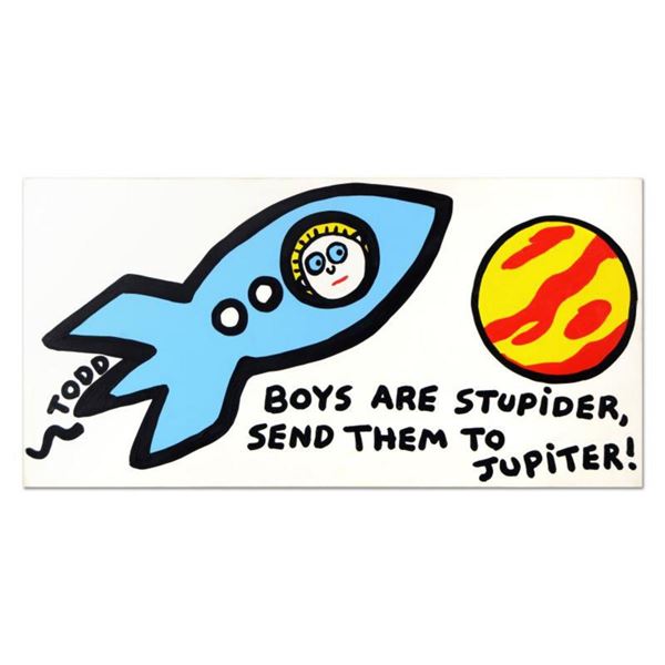 Todd Goldman, "Boys Are Stupider" Original Acrylic Painting on Gallery Wrapped Canvas, Hand Signed w