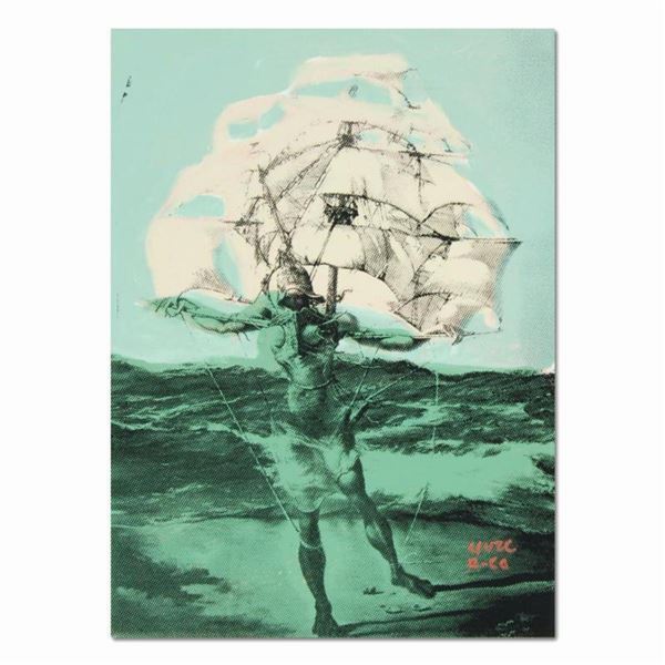 Ringo, "Man Ship (Dali Homage)" One-of-a-Kind Hand-Pulled Silkscreen and Mixed Media Painting on Can