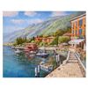 Image 1 : Sam Park, "Lake Como Villa" Hand Embellished Limited Edition Serigraph on Canvas, Numbered and Hand 