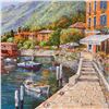 Image 2 : Sam Park, "Lake Como Villa" Hand Embellished Limited Edition Serigraph on Canvas, Numbered and Hand 