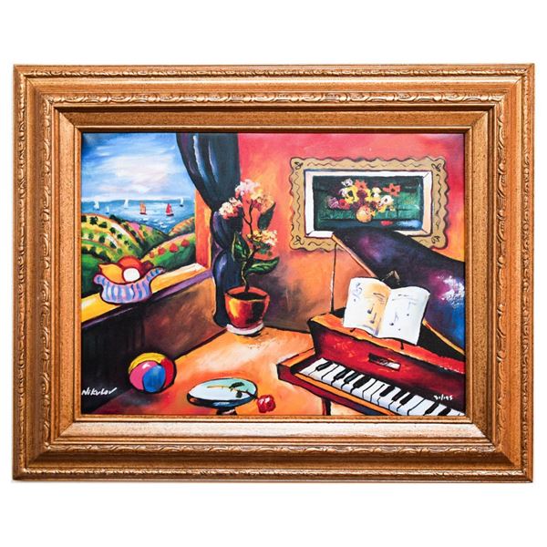 Oleg Nikulov- Original Giclee on Canvas "Piano with Countryside View"