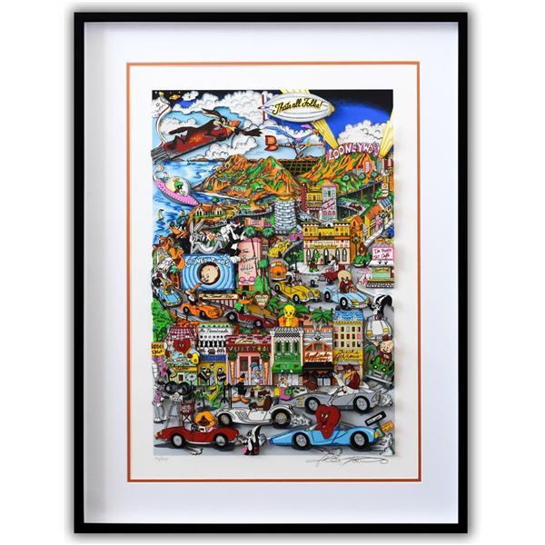 Charles Fazzino- 3D Construction Silkscreen Serigraph "Looneywood"