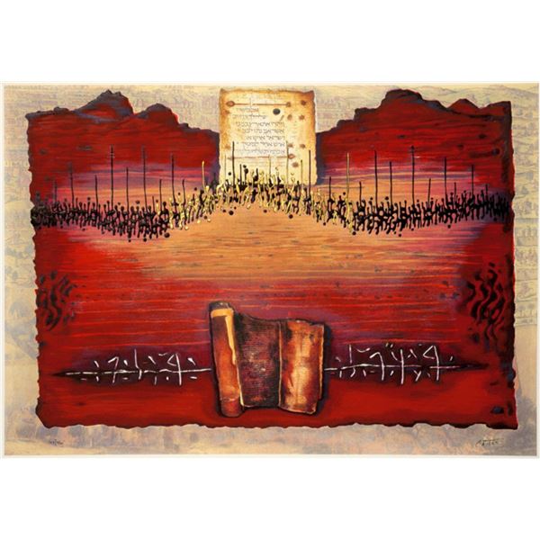 Moshe Castel- Gold Embossed Serigraph  "Land of Canaan"