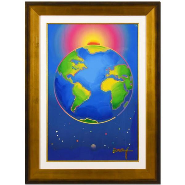 Peter Max, "The State of the World" Framed One-Of-A-Kind Acrylic Mixed Media (34.5" x 46.5"), Hand S
