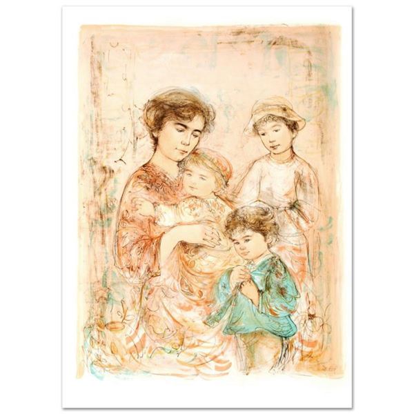 "Lotte and Her Children" Limited Edition Lithograph (27" x 37.5") by Edna Hibel (1917-2014), Numbere