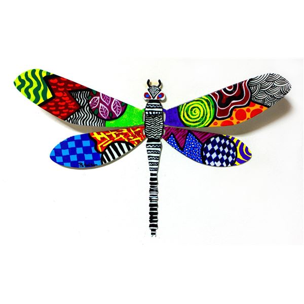 Patricia Govezensky- Original Painting on Cutout Steel "Dragonfly LXII"