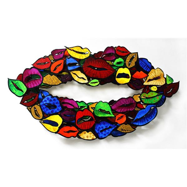 Patricia Govezensky- Original Painting on Cutout Steel "Lips"