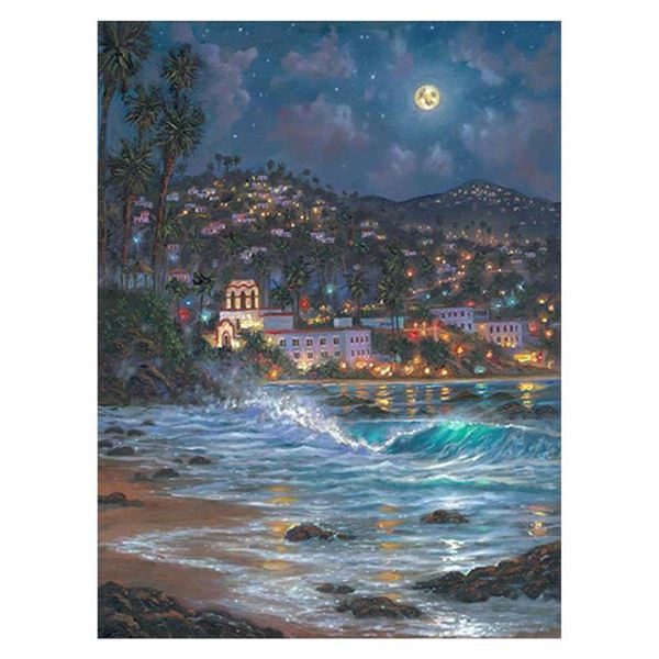 Robert Finale,  Starry Night Laguna  Hand Signed, Artist Embellished Limited Edition on Canvas with 