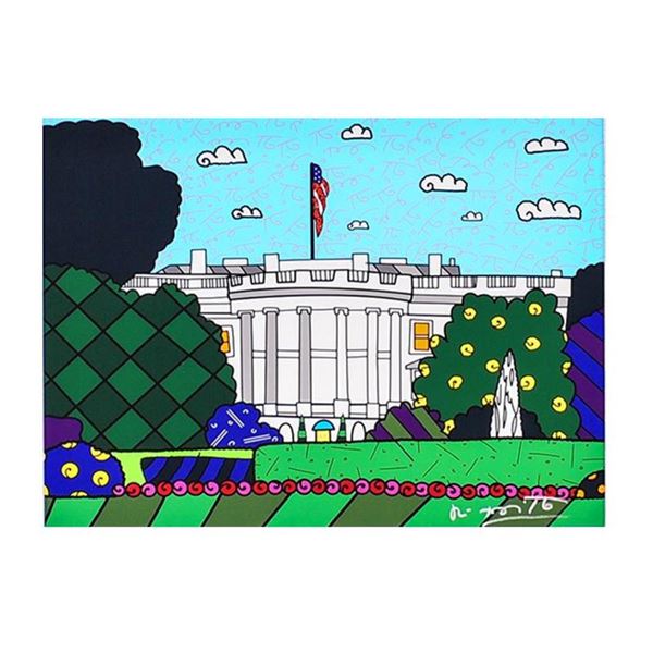 Romero Britto  1600 Pennsylvania Avenue  Hand Signed Limited Edition Giclee on Canvas; Authenticated