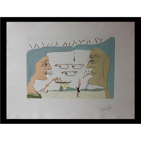 Salvador Dali- Original Engravings with color by pochoir  Le telegraphe  