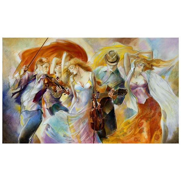 Lena Sotskova, "Happiness" Hand Signed, Artist Embellished Limited Edition Giclee on Canvas with COA