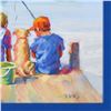 Image 2 : Lucelle Raad, "Beach" Framed Original Acrylic Painting on Board, Hand Signed with Letter of Authenti