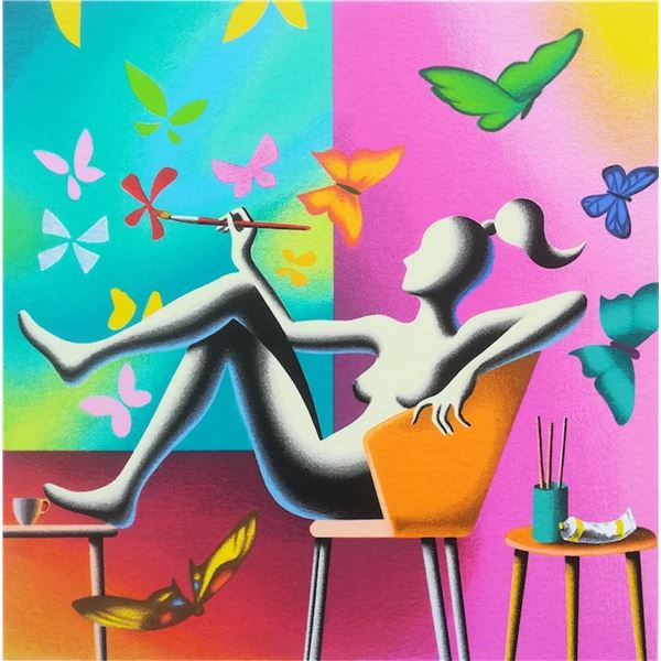 Mark Kostabi "Flight of Fantasy" Original Serigraph