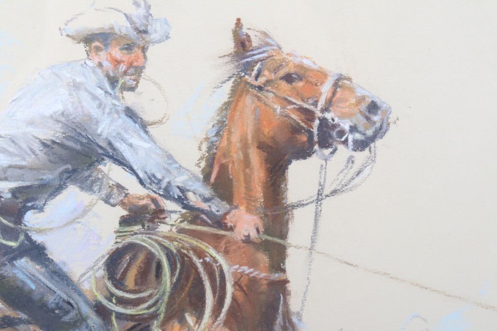 Harley Brown Roping Cowboy Original Pastel Art