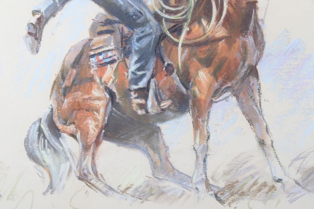 Harley Brown Roping Cowboy Original Pastel Art