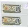 Image 1 : Lot of 2 Consecutive Serial Number 1973 $1 notes. Lawson-Bouey signatures. ALC Prefix. Serial Number