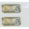 Image 1 : Lot of 2 Consecutive Serial Number 1973 $1 notes. Crow-Bouey signatures. BFD Prefix. Serial Numbers 