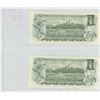 Image 2 : Lot of 2 Consecutive Serial Number 1973 $1 notes. Crow-Bouey signatures. BFD Prefix. Serial Numbers 