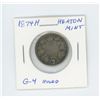 Image 1 : 1874H Victorian Silver 25 Cents. Heaton Mint. G-4. Holed for suspension.