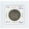 Image 1 : 1931 Silver 50 Cents. Key Date. Mintage of 57,581. G-6.