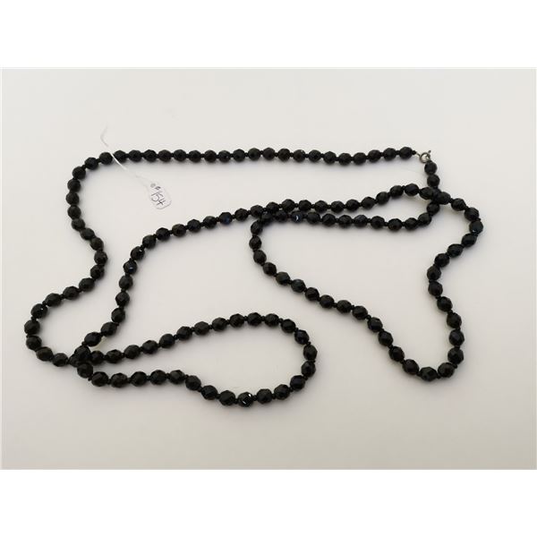 Black crystal necklace, opera length, 50”