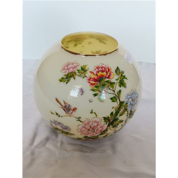 Glass cased Chimney bowl with peony décor, 7” high