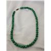 Image 1 : Nephrite jade-coloured bead necklace, 18”
