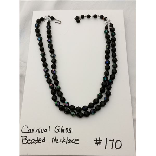 Vintage Carnival glass beaded bib necklace