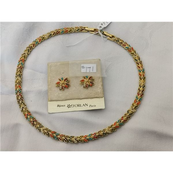 Dorlan necklace and pierced earring set, Bijoux, France