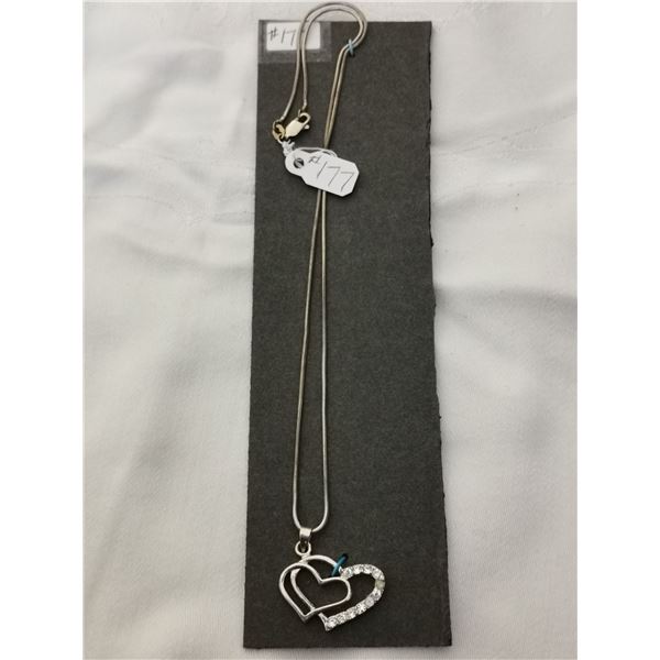 Sterling silver necklace, 16”, with sterling heart pendant