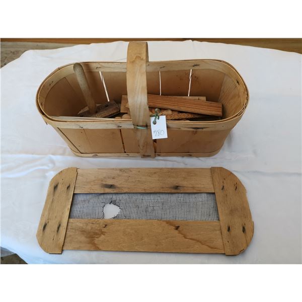 Wood grape basket with wood trim pieces