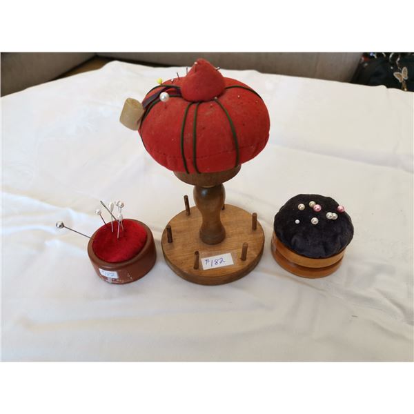 Wood pincushions (3)