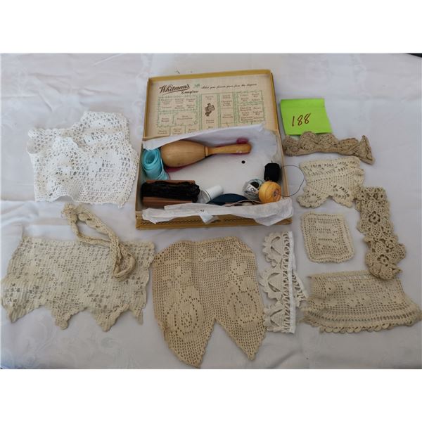 Whitman’s chocolate box with vintage trims and sewing items